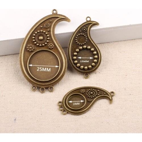 Reidgaller 10pcs jewelry charms connector antique bronze blank cabochon settings 25mm 14mm pendant base diy accessories