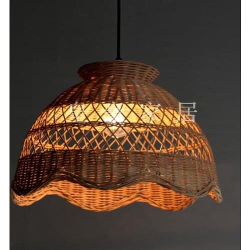 Rattan Pendant Lights petals Indonesian restaurant hall office decoration lamp European classic retro fashion pastoral PendantZA