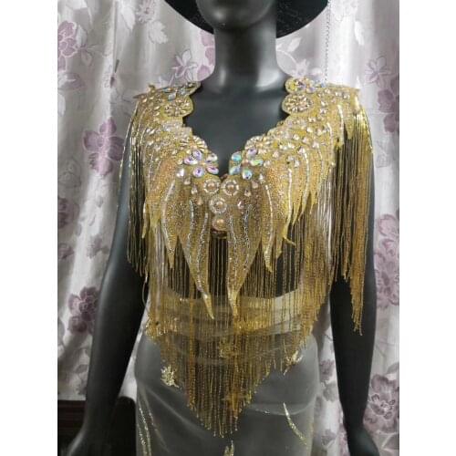Handcrafted Decorated with glass beads and tassels for garment accessory LS-0132