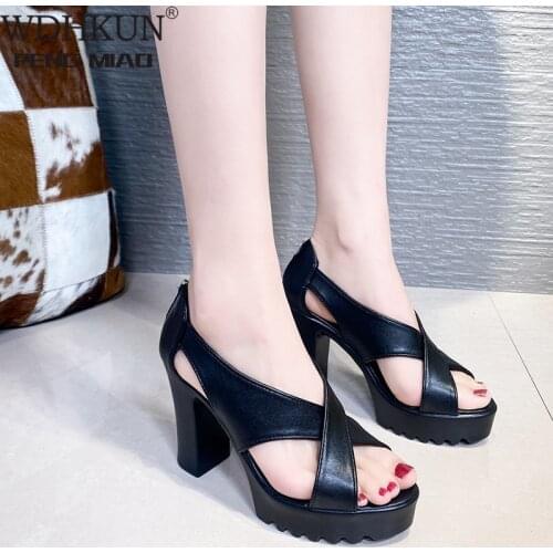 WDHKUN High Heel Women Sandals Summer New Wild Thick-heeled Women Platform Sandals Waterproof Fashion Ladies Sandals