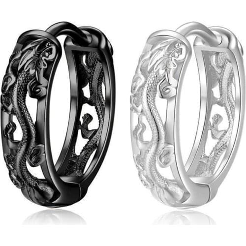 New Punk Male National Style Earring Retro Ethnic Embossed Dragon Earrings Jewelery Gift