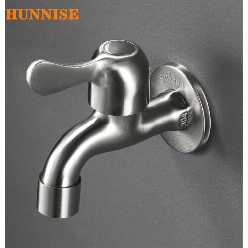 Washing Machine Faucet Brushed Nickel Washing Machine Mixer Tap Wall Mounted Single Cold Bibcock Stainless Steel Garden Bibcocks