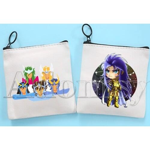 Saint Seiya Knights Of The Zodiac Burn Canvas Coin Purse Coin Purse Collection Canvas Bag Small Wallet Zipper Key Bag Hand Gift