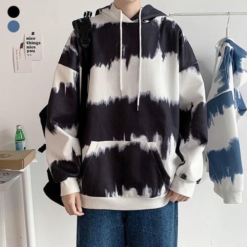 Men Women Winter Autumn Tie Dye Gradient Color Hoodie Warm Thick Oversized Pocket Long Sleeve Sweatshirt Unisex Casual Outwear