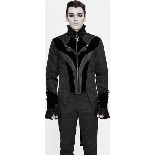 Retro Cool Uniform Costume Trench Coat Steampunk Tailcoat Zipper Coat Male Costume Men Vintage Gothic Long Jacket Autumn
