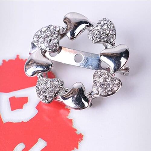 Vintage Silver Plated Rhinestones Flower Brooch Pin Crystal Jewelry Clothes Accessories For Women Scarf Buckle Dual-use Brooches
