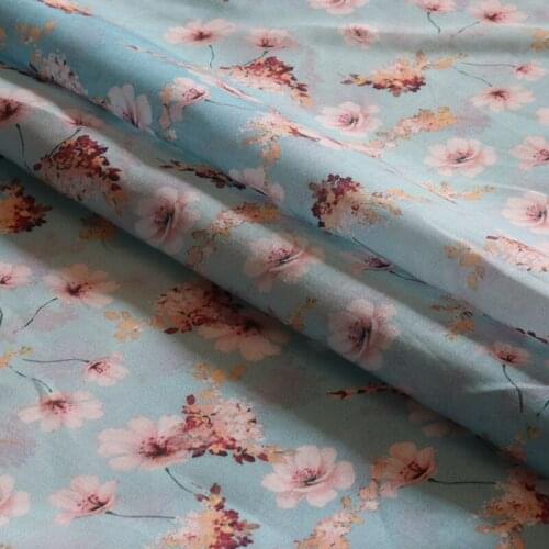 High quality ramie tissu Digital printing of branches and leaves fabrics Fresh summer trousers lining clothes sewing