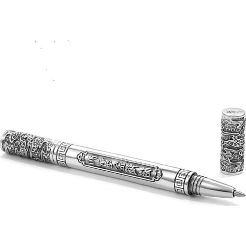 925 Sterling Silver Vintage Ballpoint Pen Pendant S925 Thai silver Pen Gift Jewelry