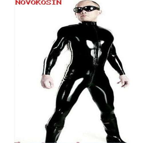 XX63 Plus Size S-4XL Sexy Lingerie Men Catsuit Faux Leather Front Zipper Crotch 2018 Bodysuit Fetish Costumes Erotic Lingerie