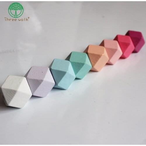 10pcs beads - Pastel Color Faceted Geometric Wood Beads 20 mm - DIY Necklace,Jewelry Supply, Wood Crafts free