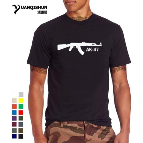 16 Colors 100% Cotton Casual Tshirt Ak47 Kalashnikov Printed Top Quality Men T shirt Funny AK-47 Gun Tops Tee Casual Design 3XL