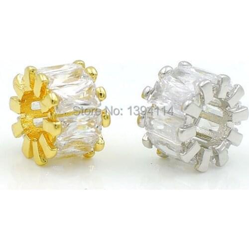 10x10x6mm Micro Pave Clear CZ Spacer Beads Fit For Men And Women Making Bracelets Or Necklaces Jewelry