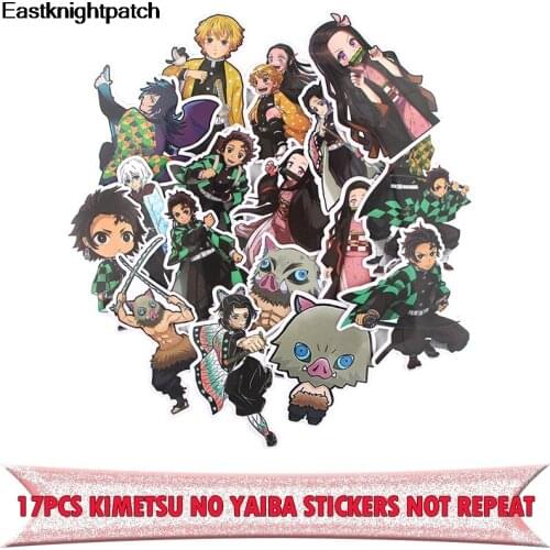 E1072 17pcs Kimetsu No Yaiba Sticker Pack For DIY Scrapbooking Album Luggage Laptop Skateboard Phone Notebook Decal Decoration
