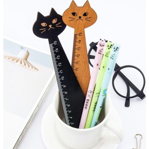 2pcs 15cm Cartoon Cat Rulers Kawaii Stationery Novelty Kids Gift Measuring Drawing Tool Cute Student School Stationery