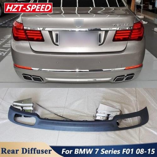 ABS Material Rear Bumper Lip Diffuser With Exhaust Muffer Pipes For BMW 7 Series F01 F02 730i 740i Refitting 760i Style 08-15