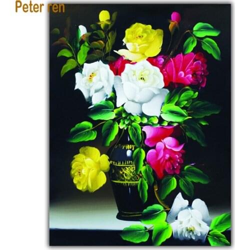 Diamond painting cross stitch Square\Round diamond Mosaic flower full diamond embroidery Home Decor Red, yellow and white roses