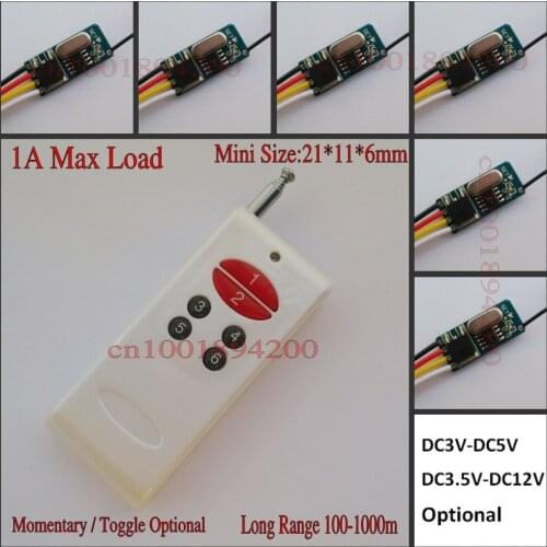 No Sound Silent Mini Receiver LED Light Lamp Micro Remote Controller 3v 3.7v 4.5v 5v 6v 7.4v 9v 12v Small Receiver Transmitter