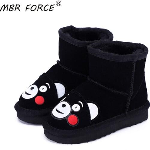 MBR FORCE 2020 New Fashionable children genuine leather cartoon shoes winter warm Boy Girls animal non-slip All-match snow boots