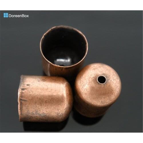 Doreen Box Lovely 100Pcs Copper Tone Blunt Necklace End Tip Bead Caps 10x11mm(Fit 9mm) (B04311)