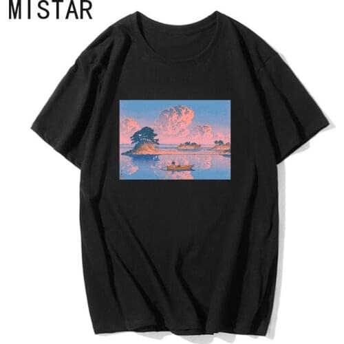 Vintage Aesthetics Japanese Style Landscape T Shirt Women Casual Short Sleeve Oversized Tshirt Unisex Streetwear T-shirt