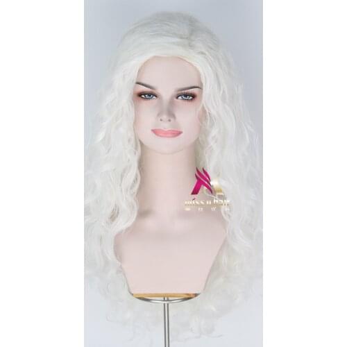 Halloween Witch Crazy Performance Show Scroll Stained White Suit With Short Hair Wig Cosplay