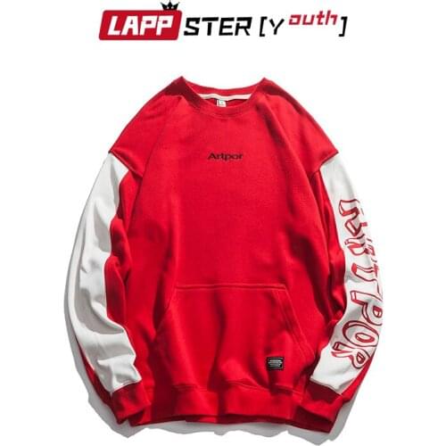LAPPSTER-Youth Men Funny Harajuku Sweatshirts 2021 Man Japanese Streetwear Patchwork Hoodie Male Korean Fashions Hip Hop Hoodies