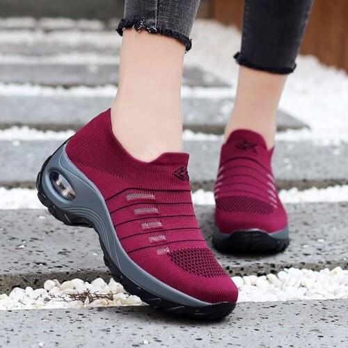 Hot Sale High Platform Women Sneaker New Height Increase Sock Shoes Cushion Female Slip On Gym Trainer Air Sole Breathable Woman
