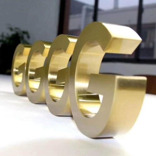 Titanium Coated Channel Letter 3D Metal Letter Golden Channel Letter Customized Letter Cabinet Sign Durable Interior Exterior