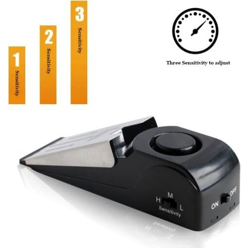 120dB Mini Wireless Vibration Alarm Door Stop Alarm for home Wedge Shaped Stopper Alert Security System Block Blocking System