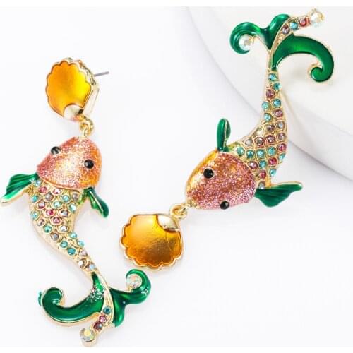 Green Lucky Fish Fashion Statement Drop Earrings For Women Vintage Cute Dangle Earring 2021 Girl Party Wedding Jewelry