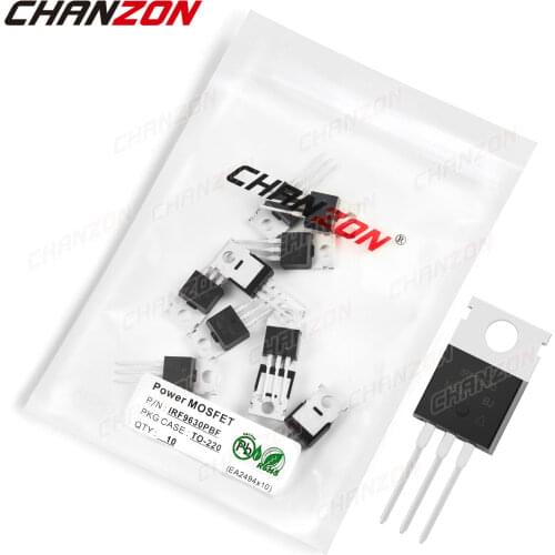 10Pcs IRF9630PBF TO-220 Power Mosfet Transistor Bipolar Junction BJT Powerful Triode Tube Fets -6.5A -200V Integrated Circuits