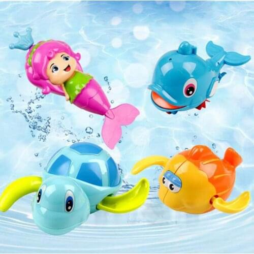 Cartoon Mermaid Turtle Clockwork Dabbling Bath Toys Baby Educational Learning Toys For Classic Swimming Water Wind Up Chain Toy