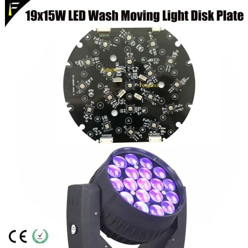 Music Club Stage Zoom Wash Moving Head Light 19x15w 19*15w RGBW 4in1 Welded Led Plate Disk Dish Fitting Round Board Whole Set