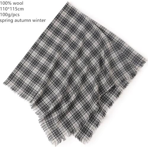 Naizaiga 100% fine wool grey plaid square fashion luxury women scarf ladies mother shawl ,SN525