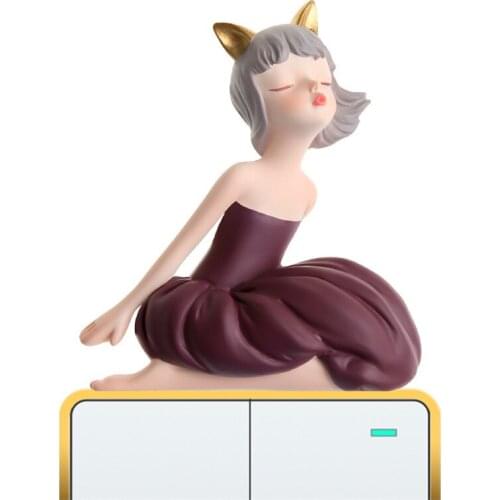 Girl Switch Stickers Cartoon Socket Stickers Indoor Wall Stickers Pegatinas De Pared Resin 3d Stereo Home Decoration Accessories