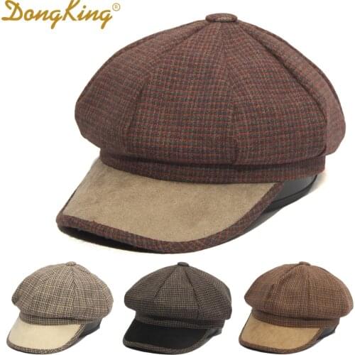 NEW Winter Women Octagonal Hats Wool Cap Suede Visor Vintage Octagonal Cap Soft Scottish Plaid Beret Hat Newsboy Flat Hat Gorras