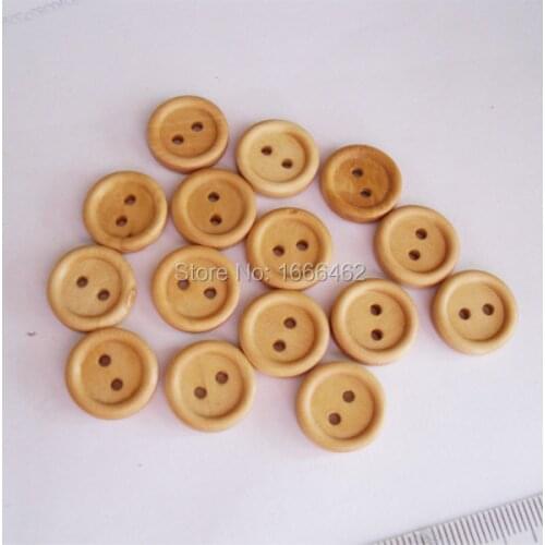 Wholesale 100PCs Wood Sewing Buttons Scrapbooking 2 Holes Round Natural 15MM Dia