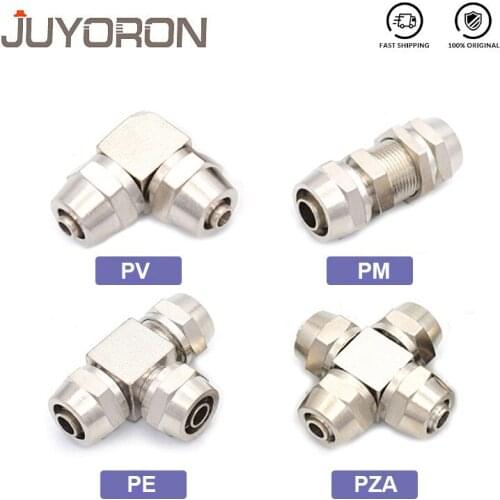 PV PE PM PZA Pneumatic Air Quick Connector Copper Plated Nickel For Hose Tube OD 4MM 6 8 10 12 14 16MM Fast Joint Connection