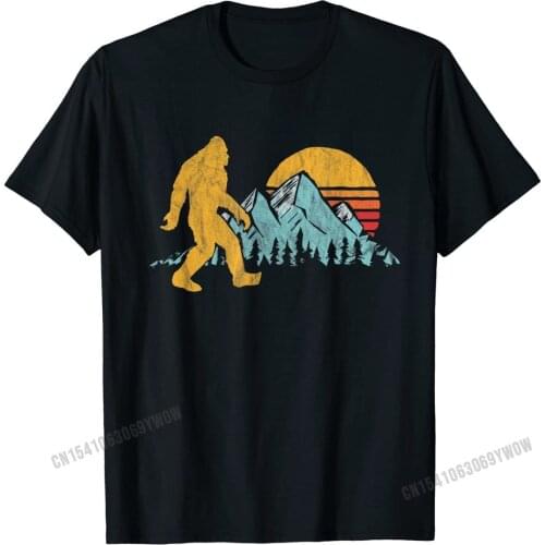Retro Bigfoot Silhouette Mountain Sun Believe! Graphic T-Shirt Man Hip Hop Group Tops Shirts Cotton T Shirts Casual