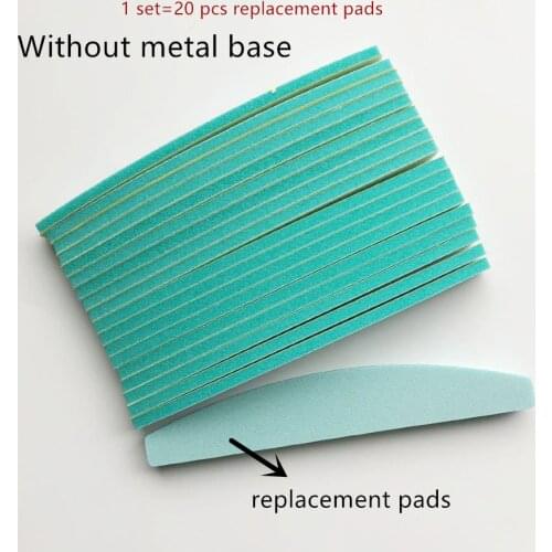 Metal base replacement pads nail sponge file halfmoon shape nail sanding file disposable nail file removable nail file