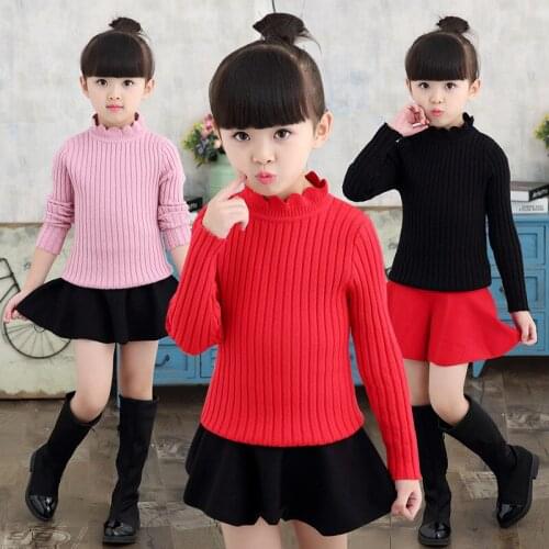2019 Autumn Winter Girls Sweaters Children Clothing Kids Clothes All-matched Sweater For Girls Clothes Pullovers 3 Colors 3-15Y