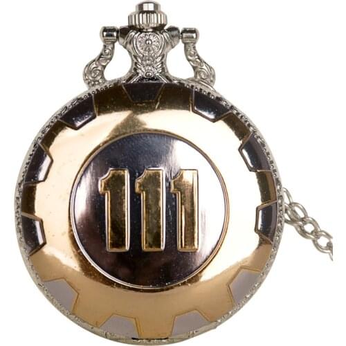 Unique Gold Game Fallout 4 Vault 111 Quartz Pocket Watch Analog Pendant Necklace Mens Watches Friends Gift