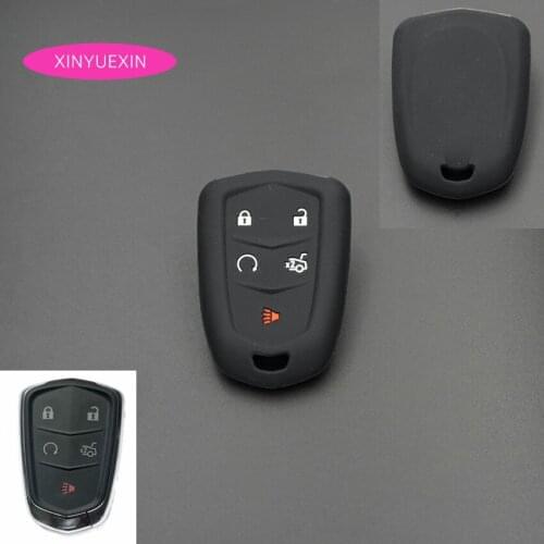 Xinyuexin Silicone Car Key Cover FOB Case For Cadillac CTS SRX SLS Smart Remote Key Case Fob Cover Car-styling 5 button