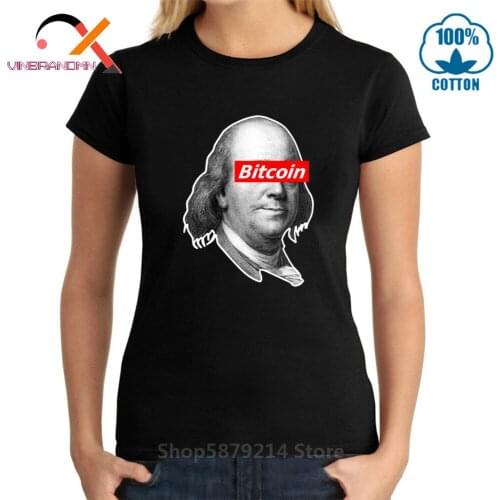 Woman Fashion Crypto Currency Bitcoin T Shirt Funny Design Bitcoin is The New Currency T-Shirts Stylish Head Portrait Print Tees