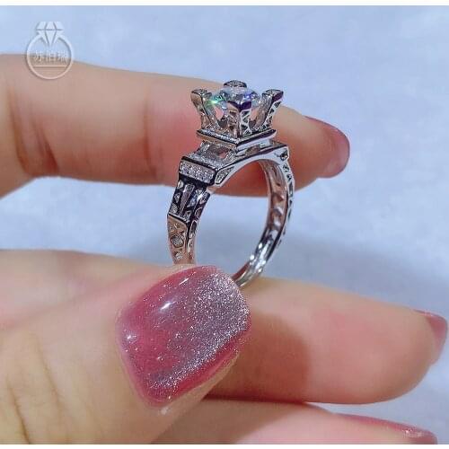 Eiffel Tower Paris Tower design moissanite ring 6.5MM 1CT for Women Girlfriend Courtship Gift 925 Silver adjustable Resizable