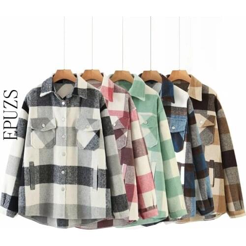 Winter jacket women long sleeve plaid womens jackets and coats 2019 casual office work oversized jacket lady chaqueta mujer