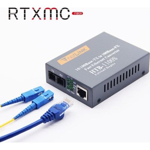1 Pcs HTB-3100 Duplex SC Optical Fiber Media Converter Fiber 25km 10/100M Single Mode Dual fiber Media Transceiver With Power