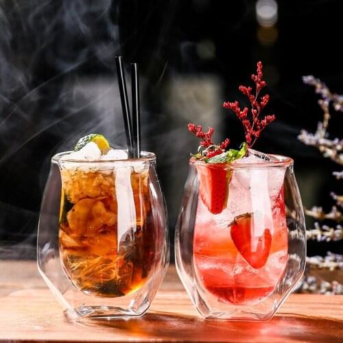 1PCS Creative Glass Water Cup, Insulated Whisky Glass, Double Wall Cocktail Glass