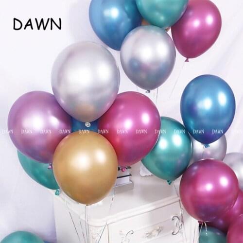 10pcs/lot 12inch New Glossy Metal Pearl Latex Balloons Thick Chrome Metallic Colors Inflatable Air Balls Birthday Party Decor