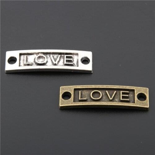 15pcs 6x27mm Silver Color/bronze Letter Love Connector Inspiration Charms